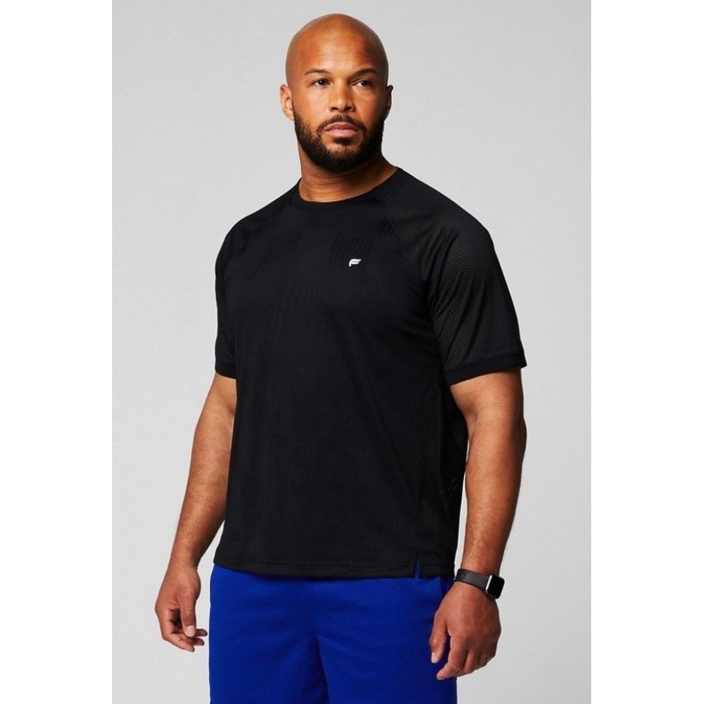 FABLETICS Black Mesh Sport Training Athletic T‎ Shirt Mens Size L